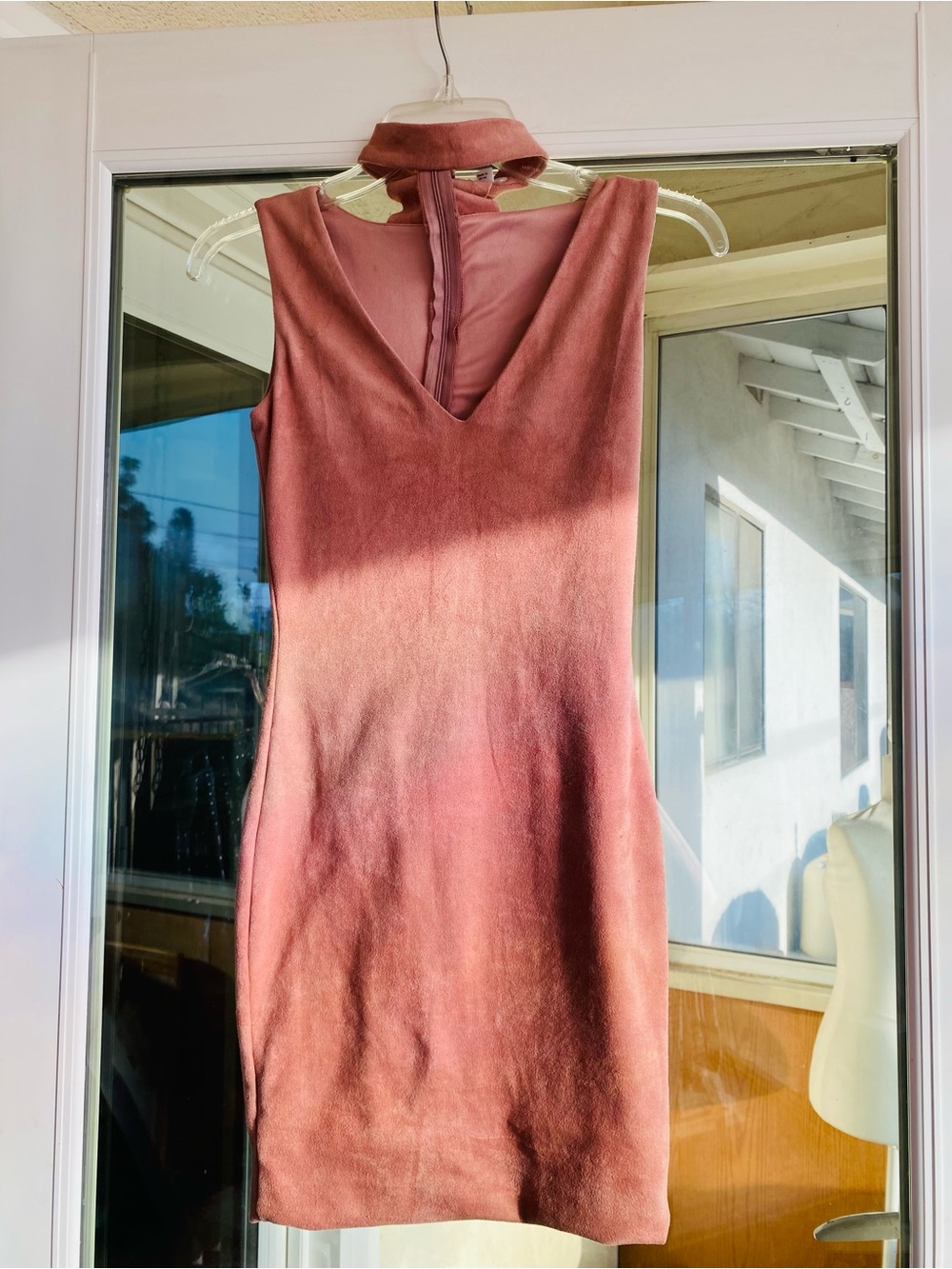 ALOT Sleeveless Choker Faux Suede Mini Dress Dusty Rose Size 6
